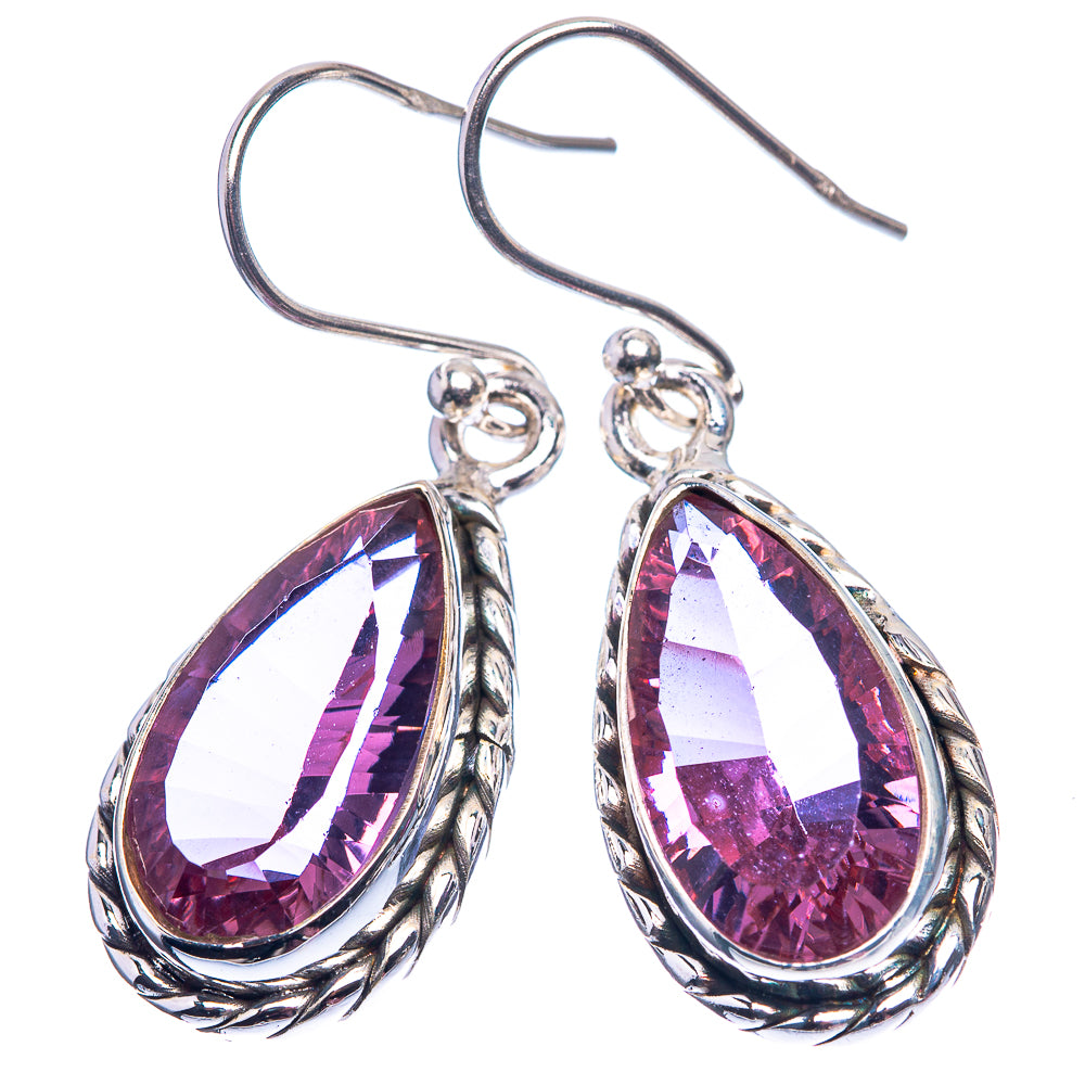 Faceted Alexandrite (Lab.) Earrings 1 3/8" (925 Sterling Silver) E432425