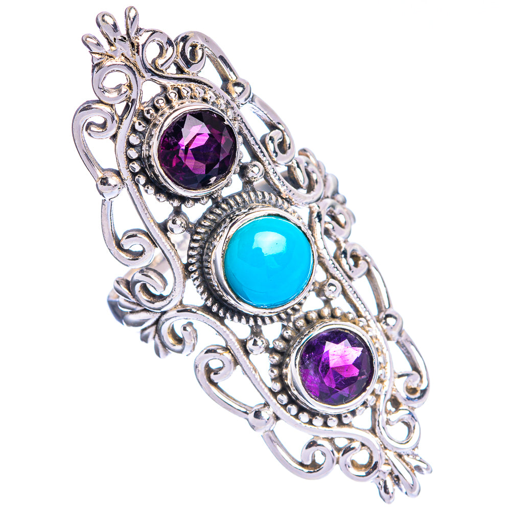 Large Sleeping Beauty Turquoise, Amethyst Ring Size 7.75 (925 Sterling Silver) R144351