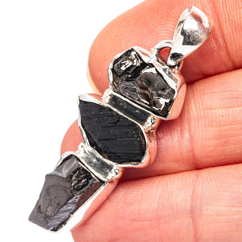 Shungite, Tektite Pendant 1 3/4" (.925 Sterling Silver)