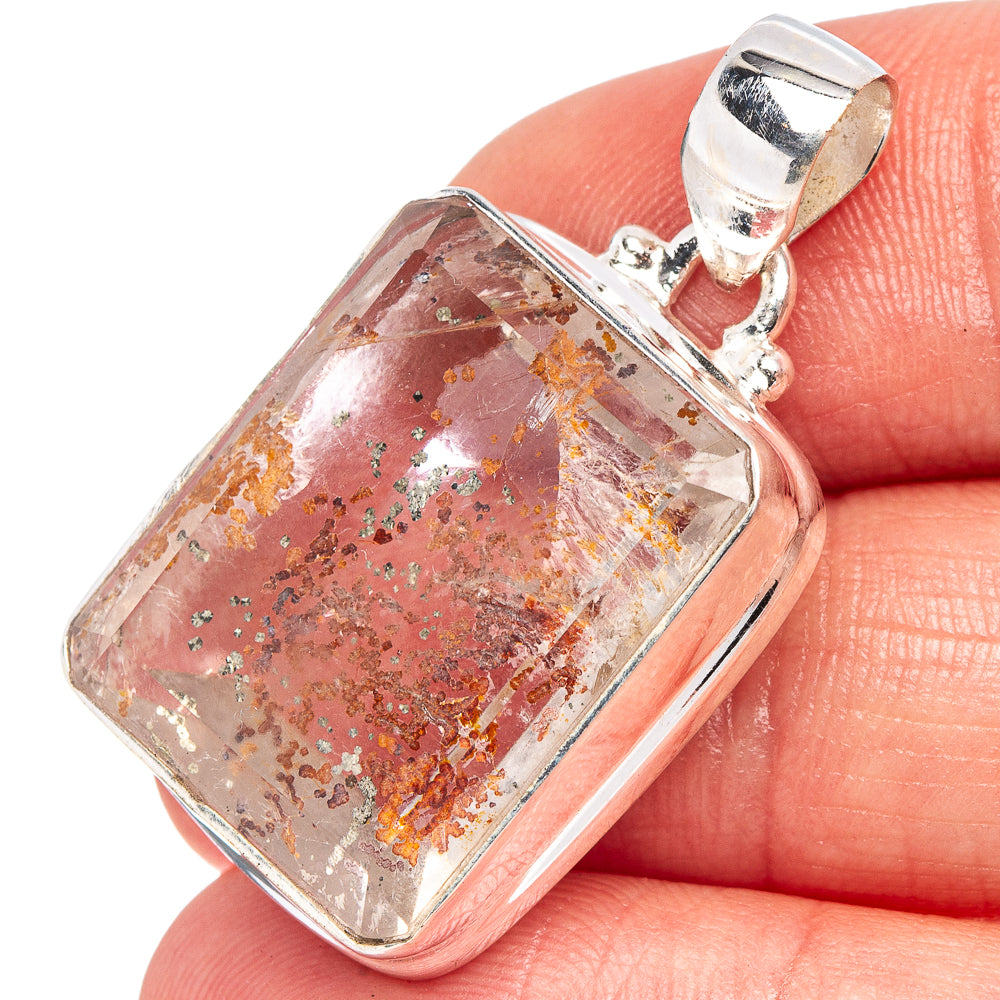 Marcasite In Quartz Pendant 1 3/8" (.925 Sterling Silver)