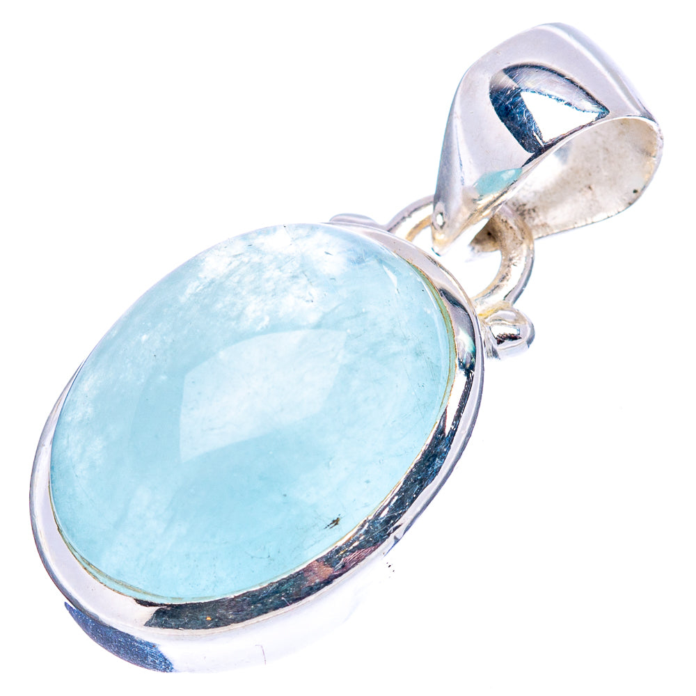 Aquamarine Pendant 1 1/8" (.925 Sterling Silver)