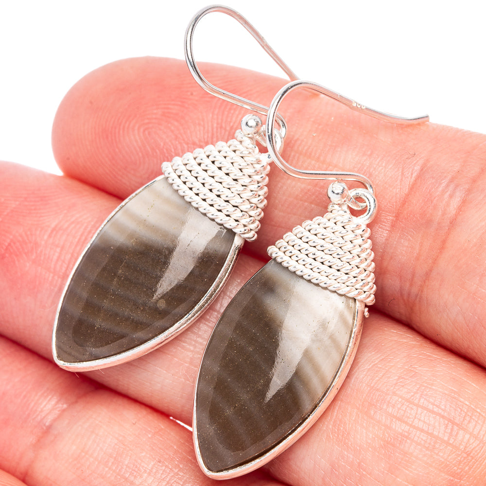 Striped Flint Earrings 1 5/8" (925 Sterling Silver) E433242