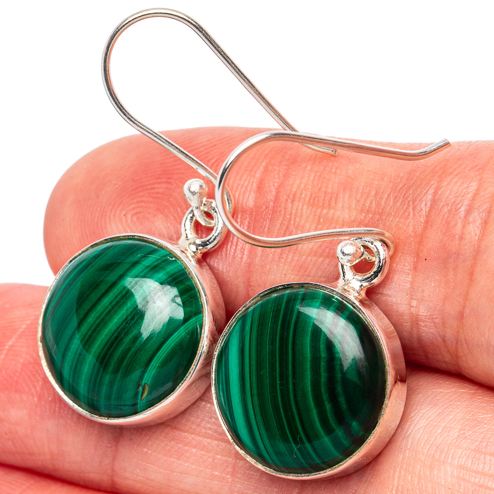 Malachite Earrings 1 3/8" (925 Sterling Silver) E2794
