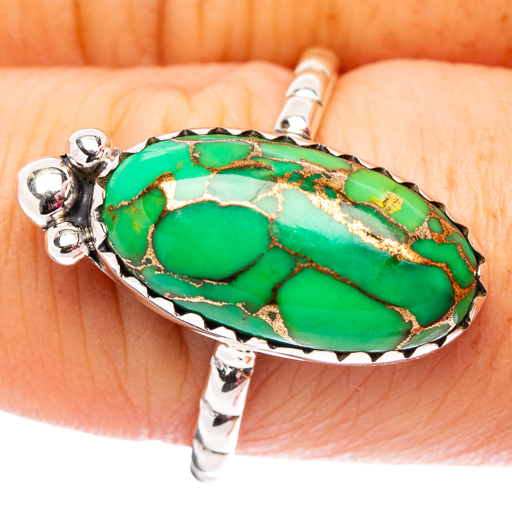 Green Copper Turquoise Ring Size 8.5 (.925 Sterling Silver)