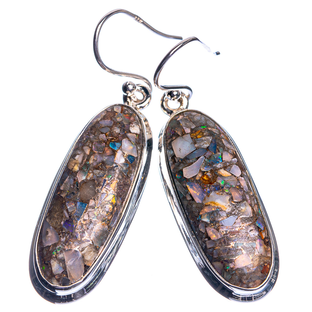 Brecciated Ethiopian Opal 925 Sterling Silver Earrings 1 3/4"