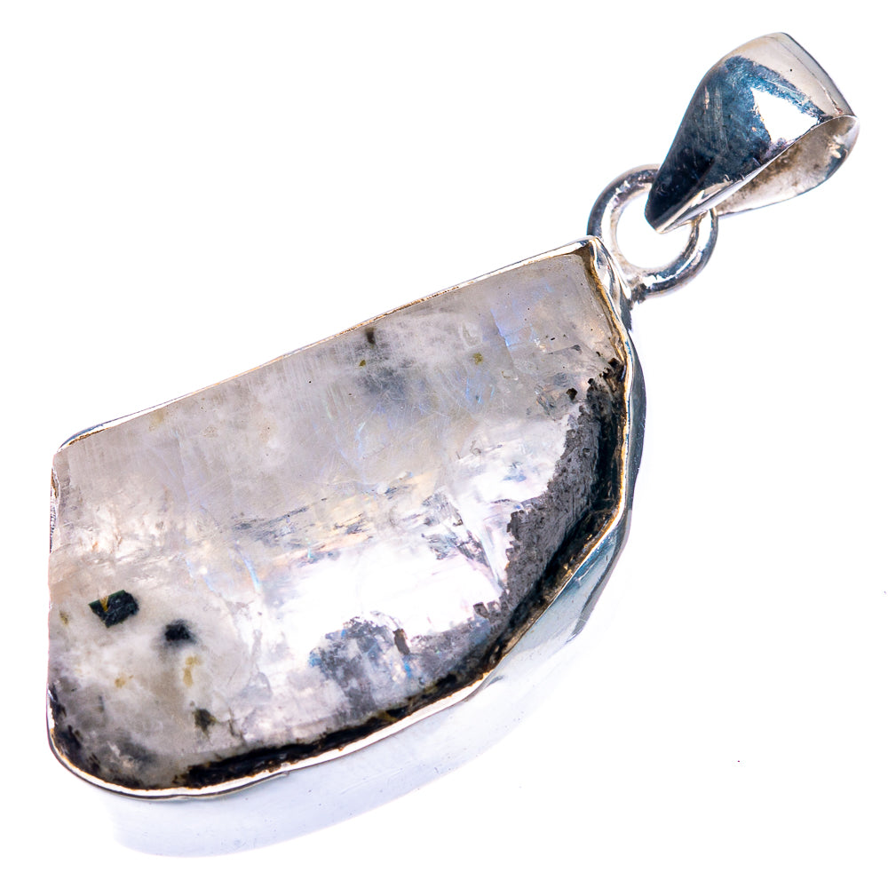 Raw Rainbow Moonstone Pendant 1 5/8" (925 Sterling Silver) P39337
