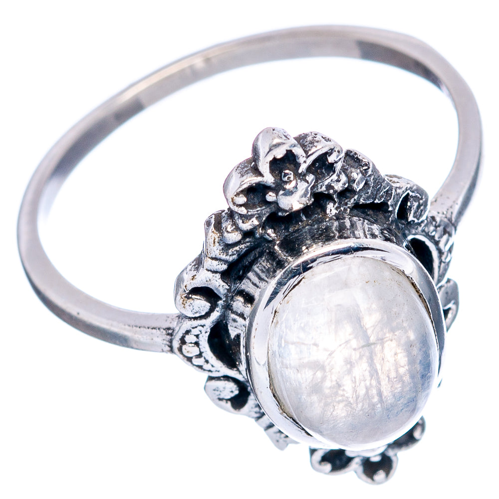 Rainbow Moonstone Dainty Ring Size 8 (.925 Sterling Silver)