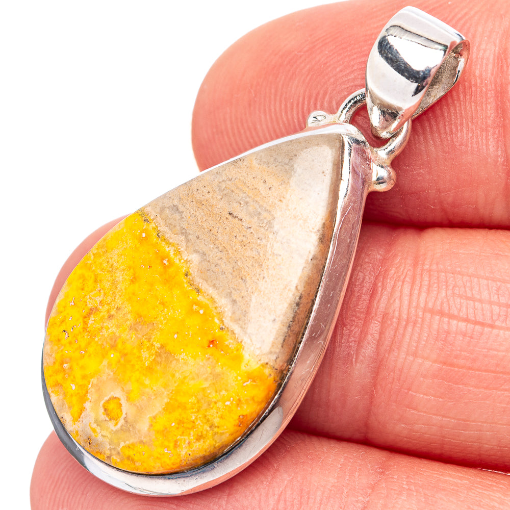 Bumblebee Jasper Pendant 1 1/2" (.925 Sterling Silver)