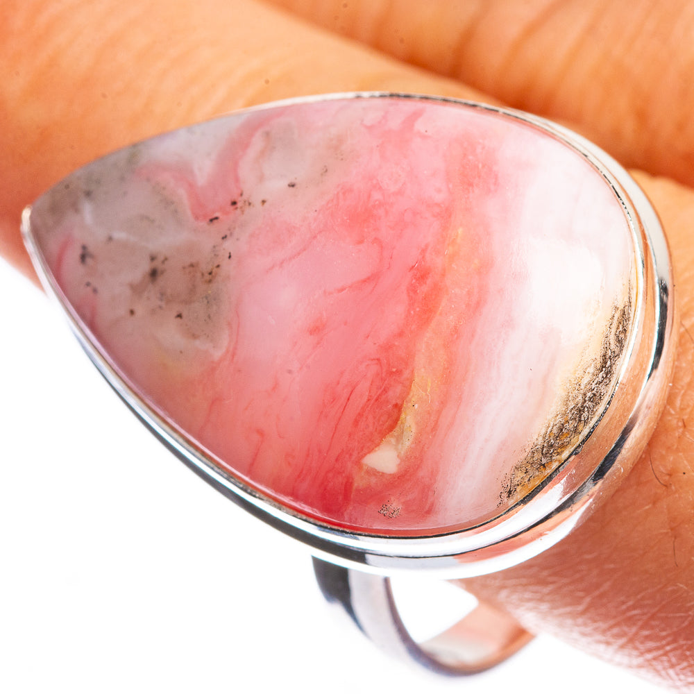 Large Pink Opal 925 Sterling Silver Ring Size 11