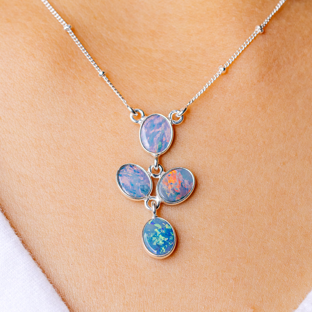 Doublet Opal Necklace 16.375 (925 Sterling Silver) N90193