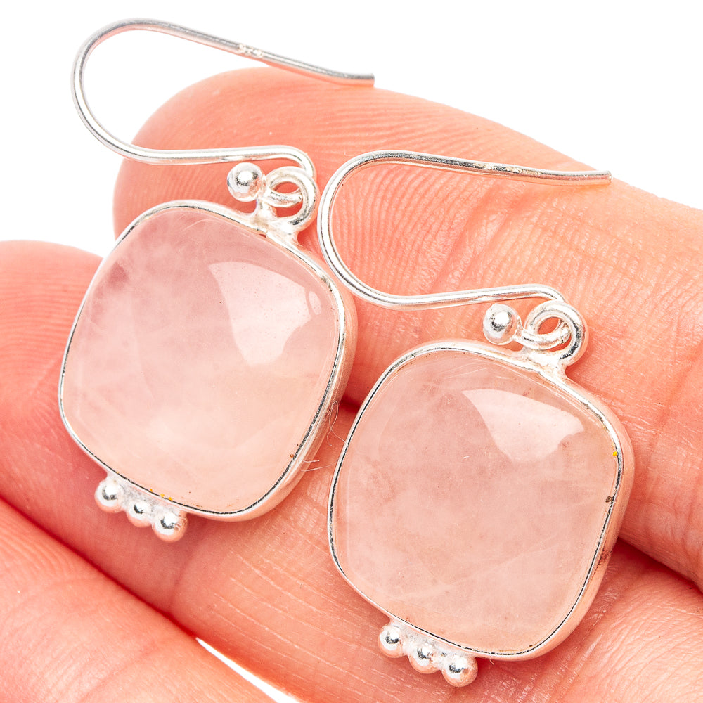 Rose Quartz Earrings 1 1/4" (925 Sterling Silver) E2280