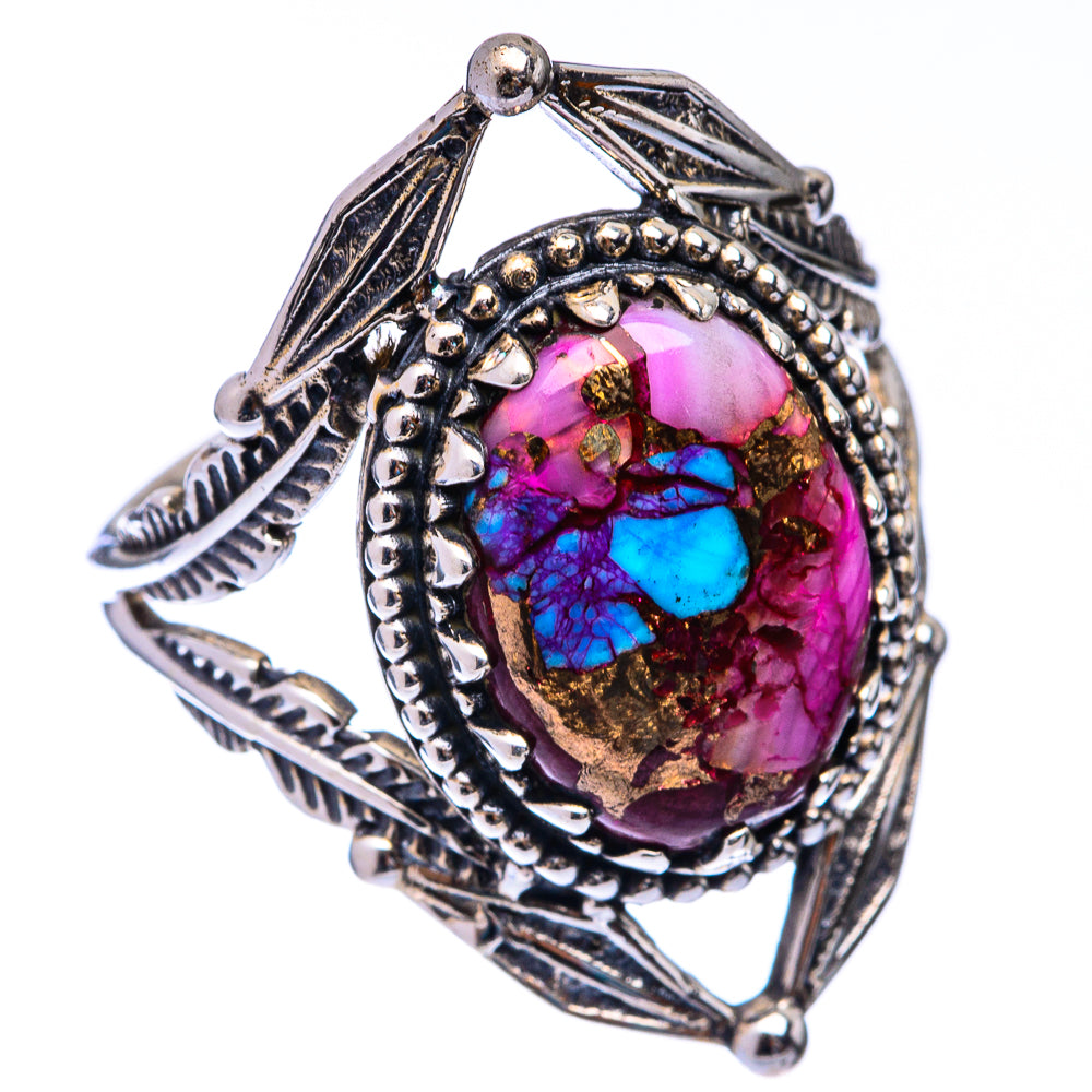 Kingman Pink Dahlia Turquoise Ring Size 8.5 (925 Sterling Silver) R141121
