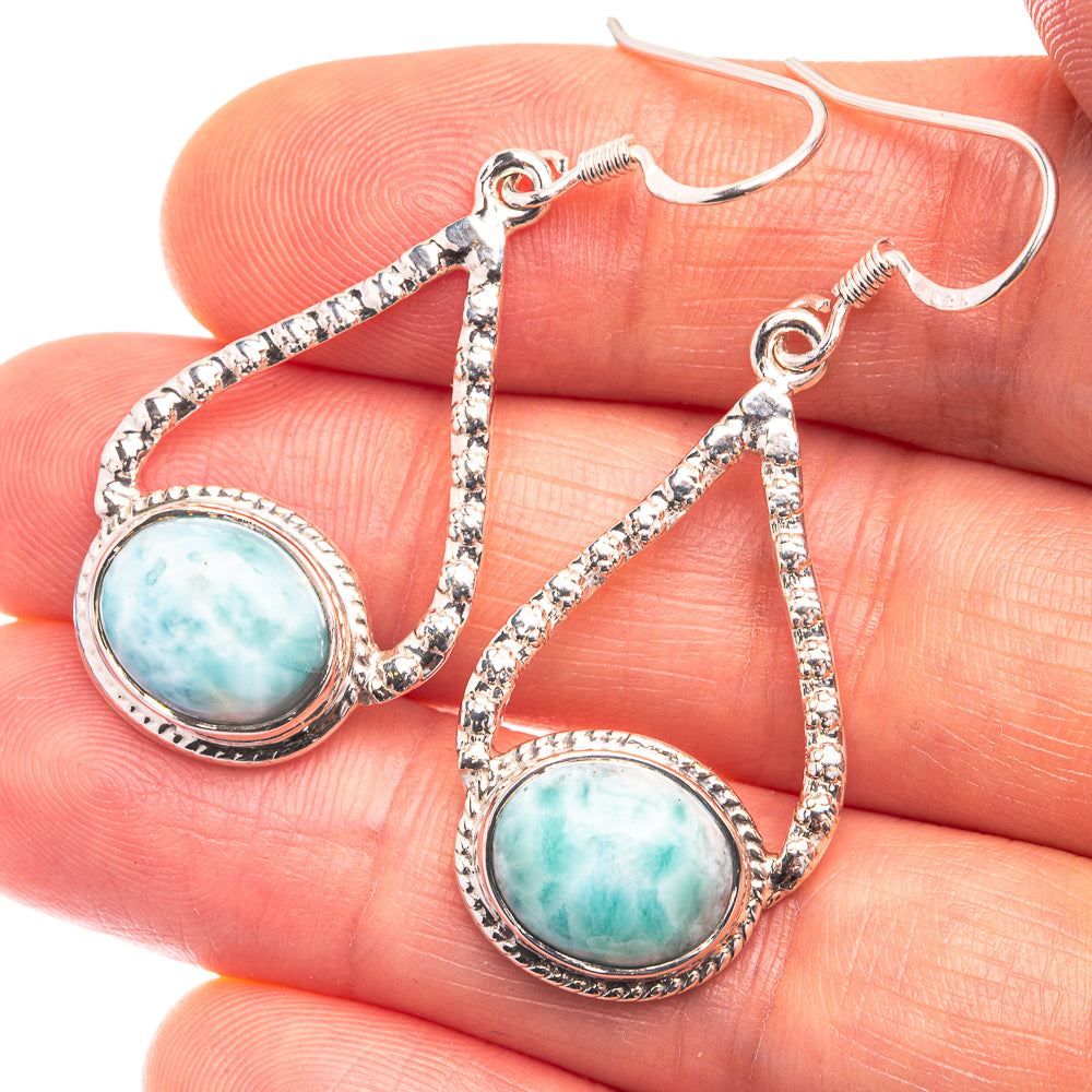 Premium Larimar Earrings 1 3/4" (925 Sterling Silver) E432345