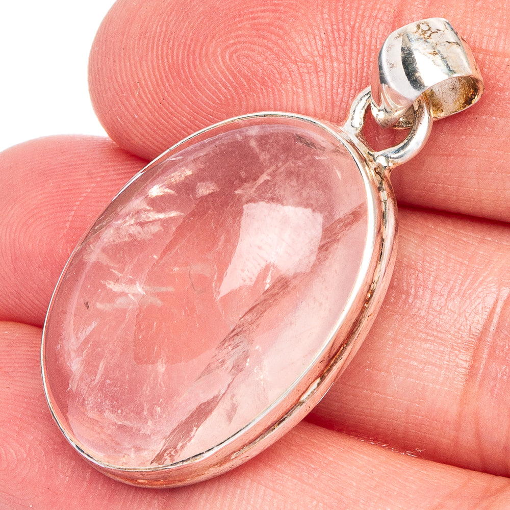 Rose Quartz 1 1/2" Pendant (925 Sterling Silver) P40005