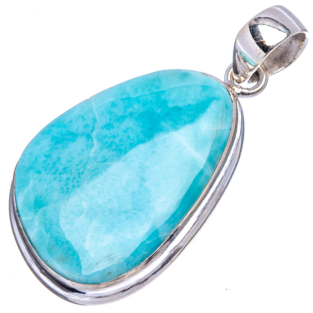 Rare Larimar Pendant 1 5/8" (.925 Sterling Silver)