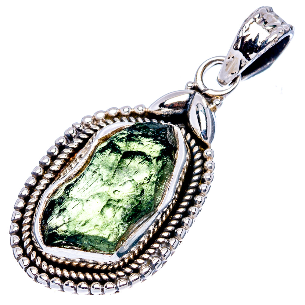 Rare Moldavite Pendant 1 3/8" (.925 Sterling Silver)