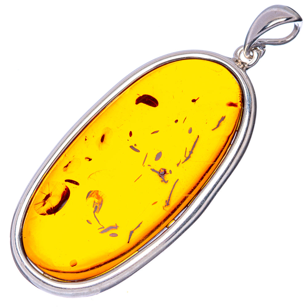 Anasilvercos Baltic Amber Pendant 1 7/8" (925 Sterlnig Silver)