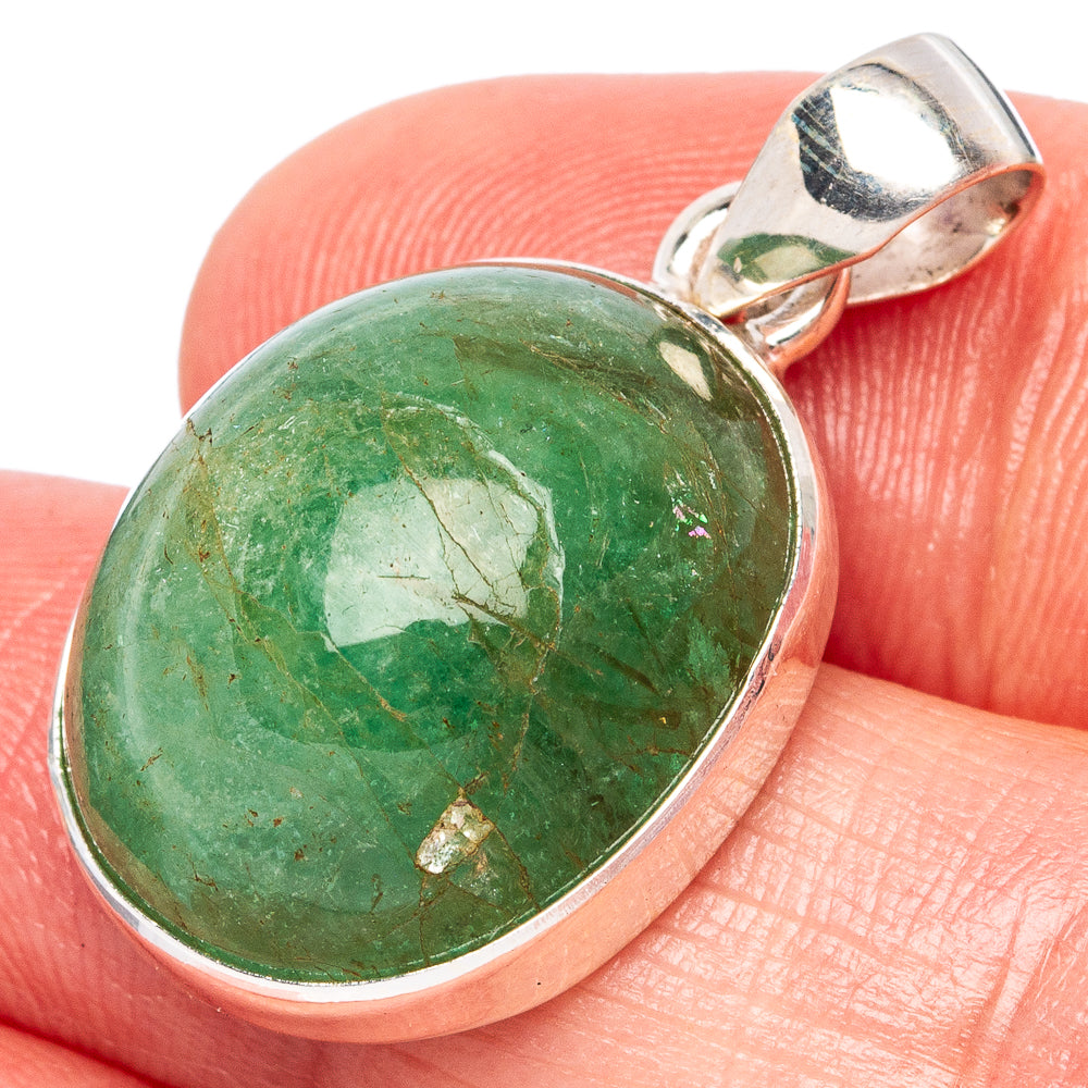 Natural Colombian Emerald Pendant 1 1/4" (925 Sterling Silver) P43372