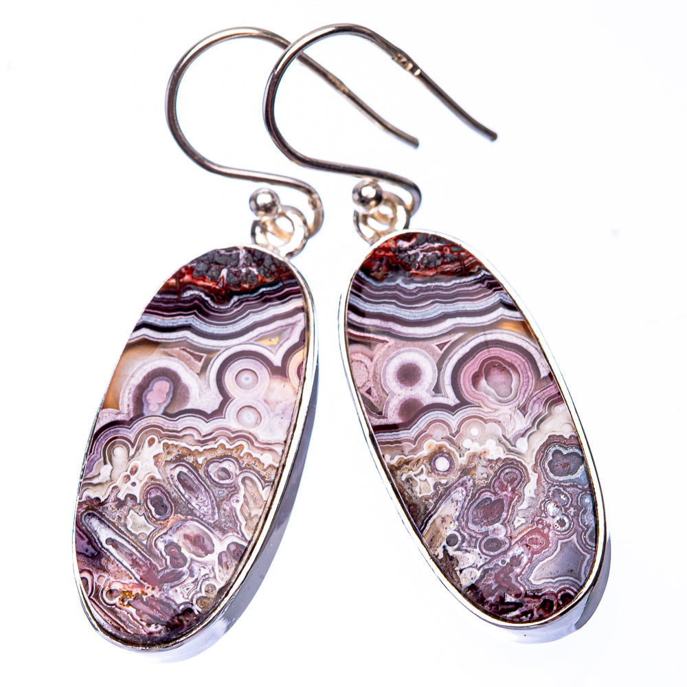 Crazy Lace Agate Earrings 1 5/8" (925 Sterling Silver) E432277