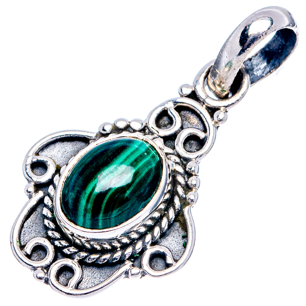 Malachite Dainty Pendant 1" (.925 Sterling Silver)