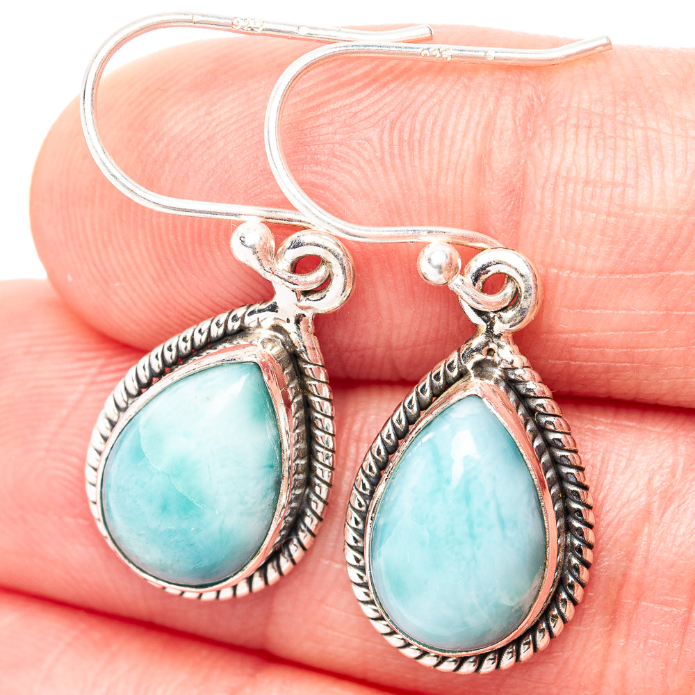 Rare Larimar Earrings 1 1/4" (.925 Sterling Silver)