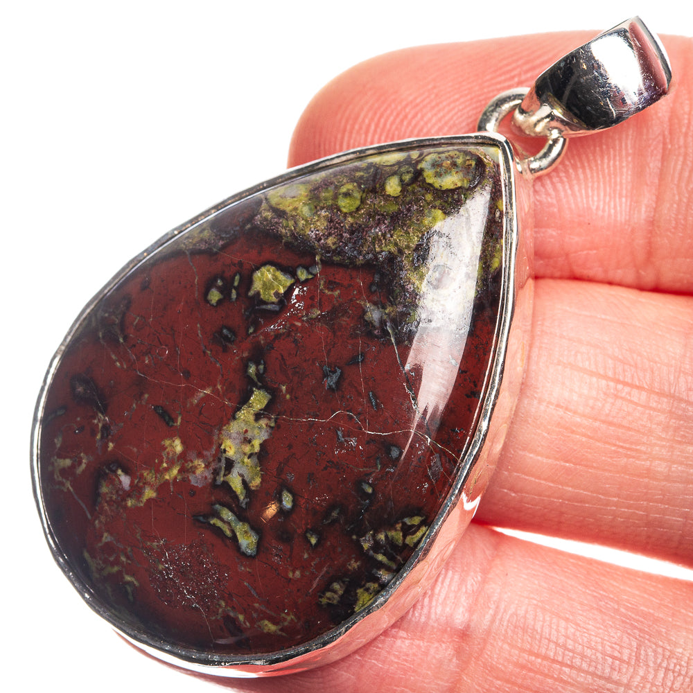 Dragon's Blood Jasper 925 Sterling Silver Pendant 1 7/8"