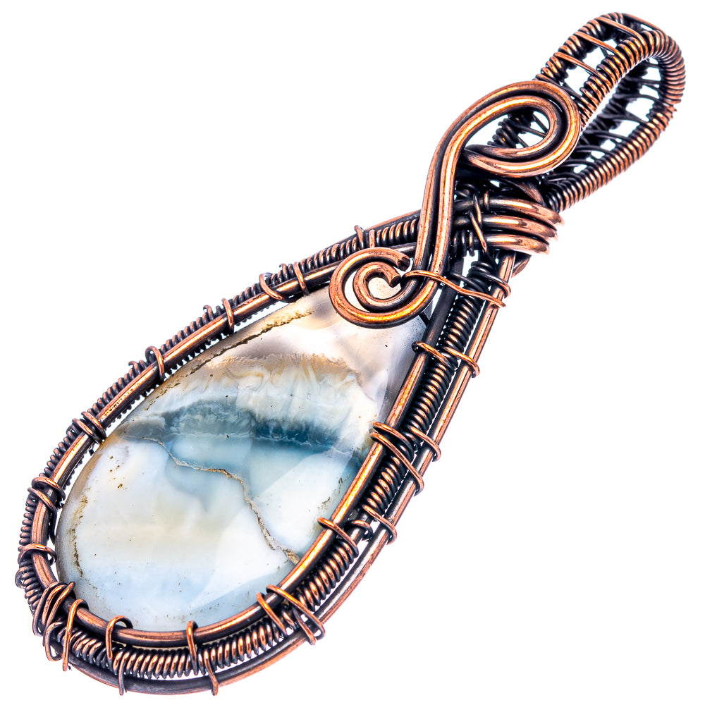 Owyhee Opal Wire Wrap Pendant 2 5/8" (Oxidized Copper)