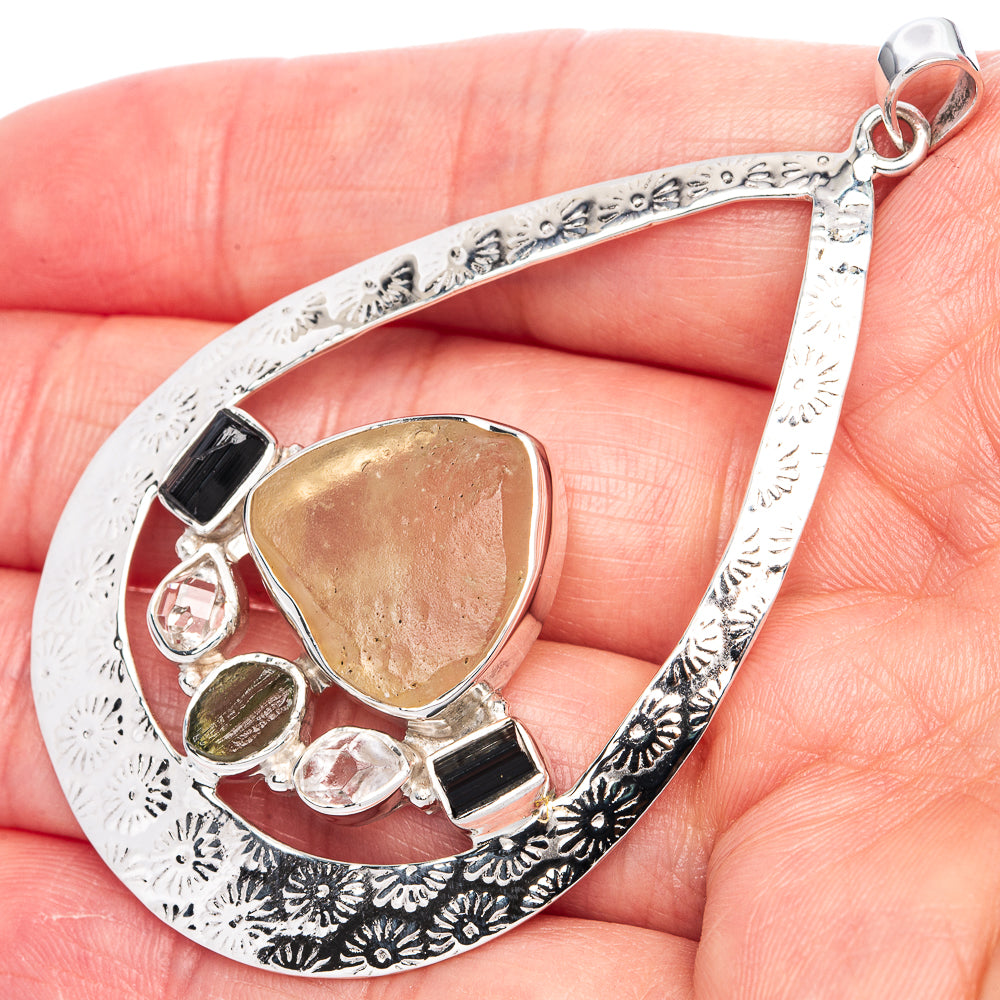 Signature Rough Citrine, White Quartz Pendant 2 5/8" (925 Sterling Silver) P41819