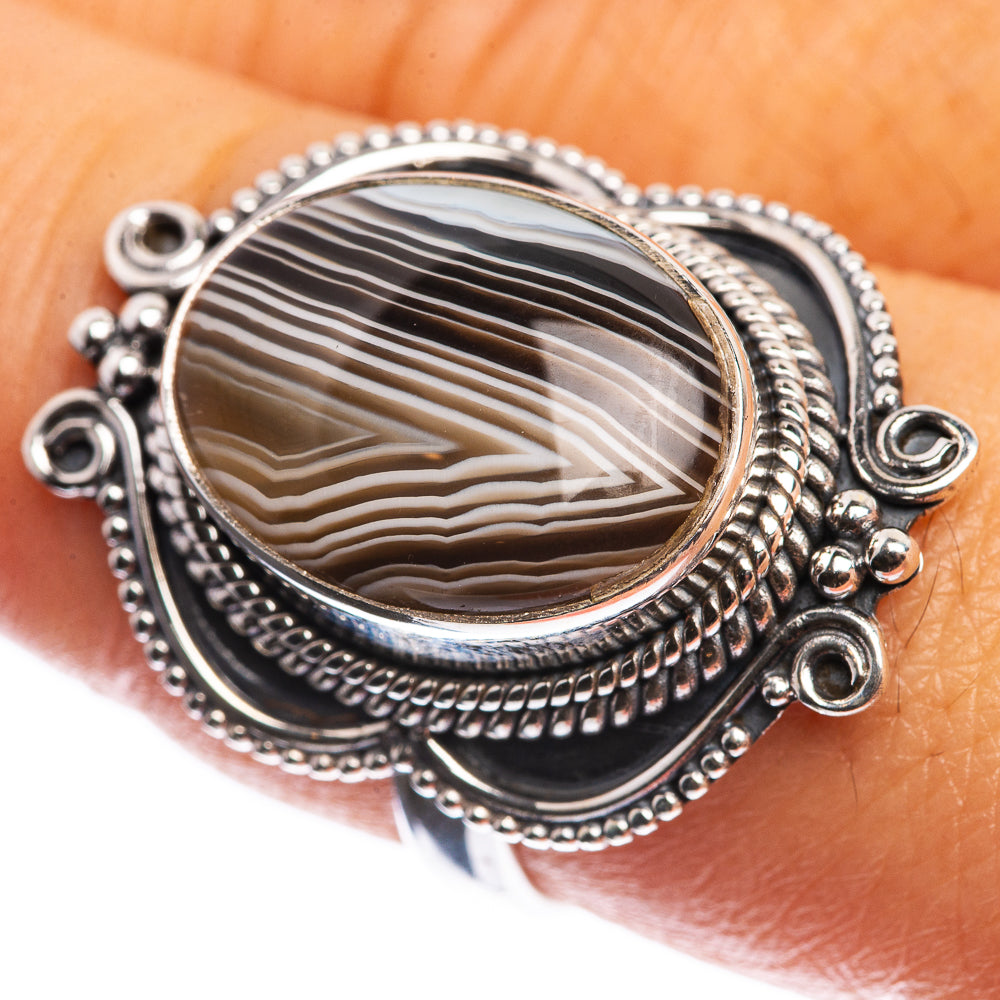 Red Botswana Agate 925 Sterling Silver Ring Size 8