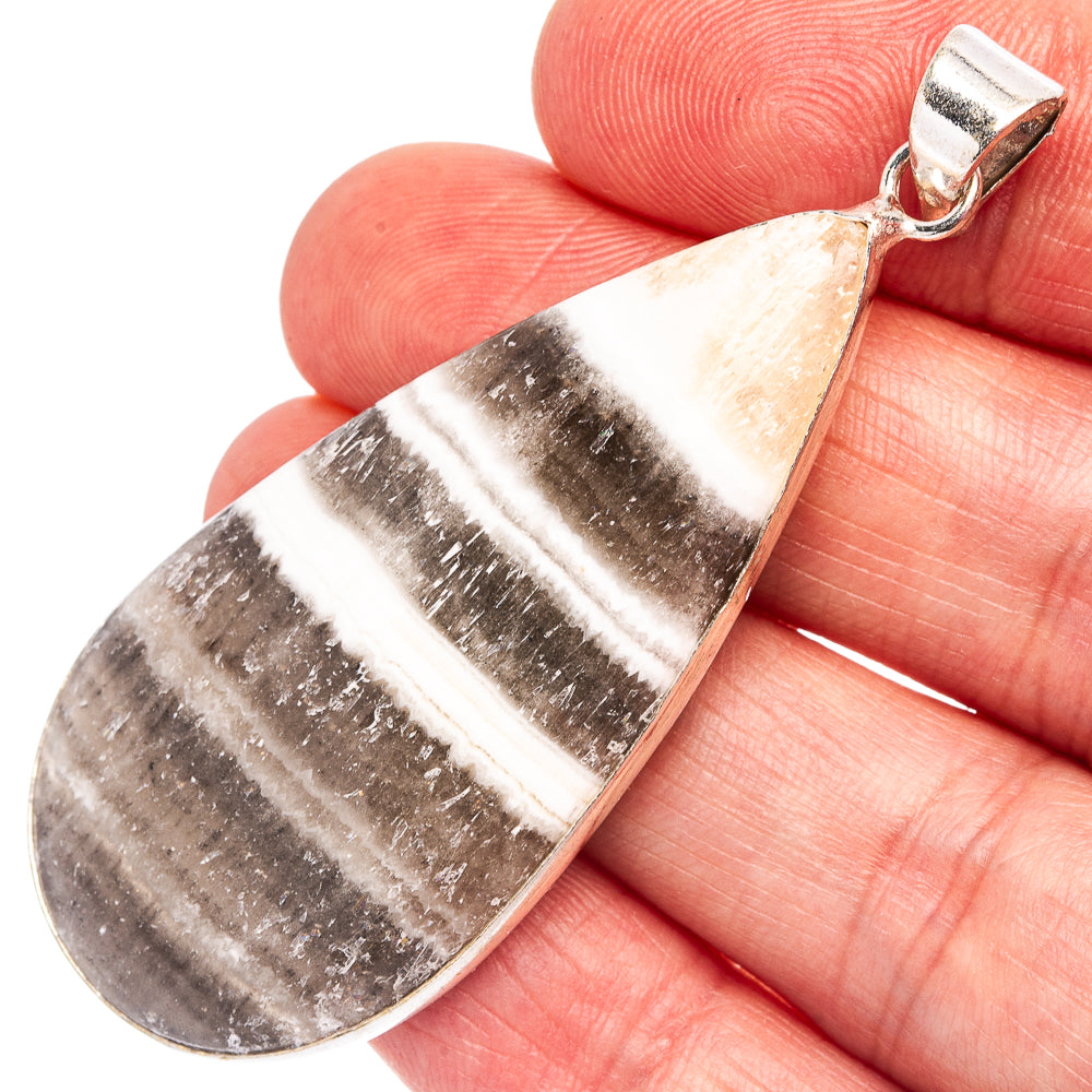 Zebra Calcite Pendant 2 3/8" (Silver Plated)