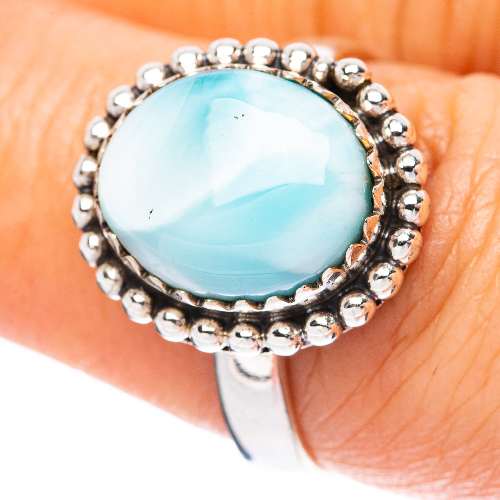 Larimar 925 Sterling Silver Ring Size 7.25 (925 Sterling Silver) R3892