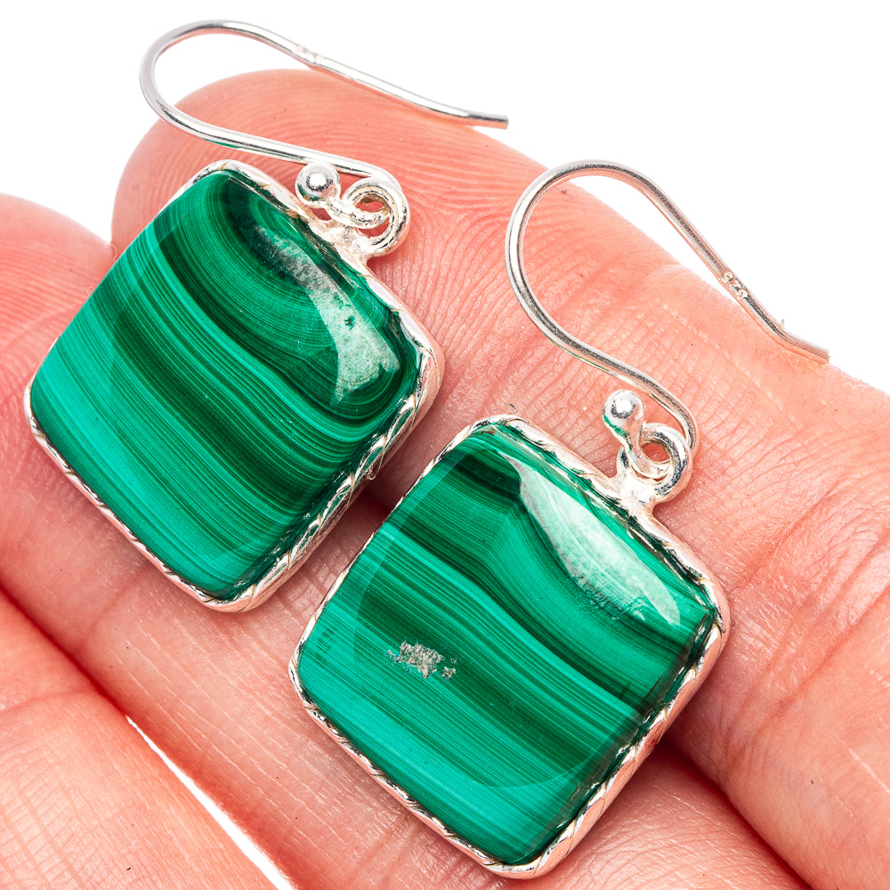 Malachite Earrings 1 1/4" (925 Sterling Silver) E1759
