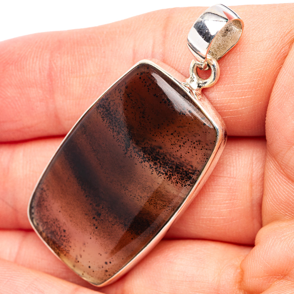 Montana Agate Pendant 1 7/8" (.925 Sterling Silver)