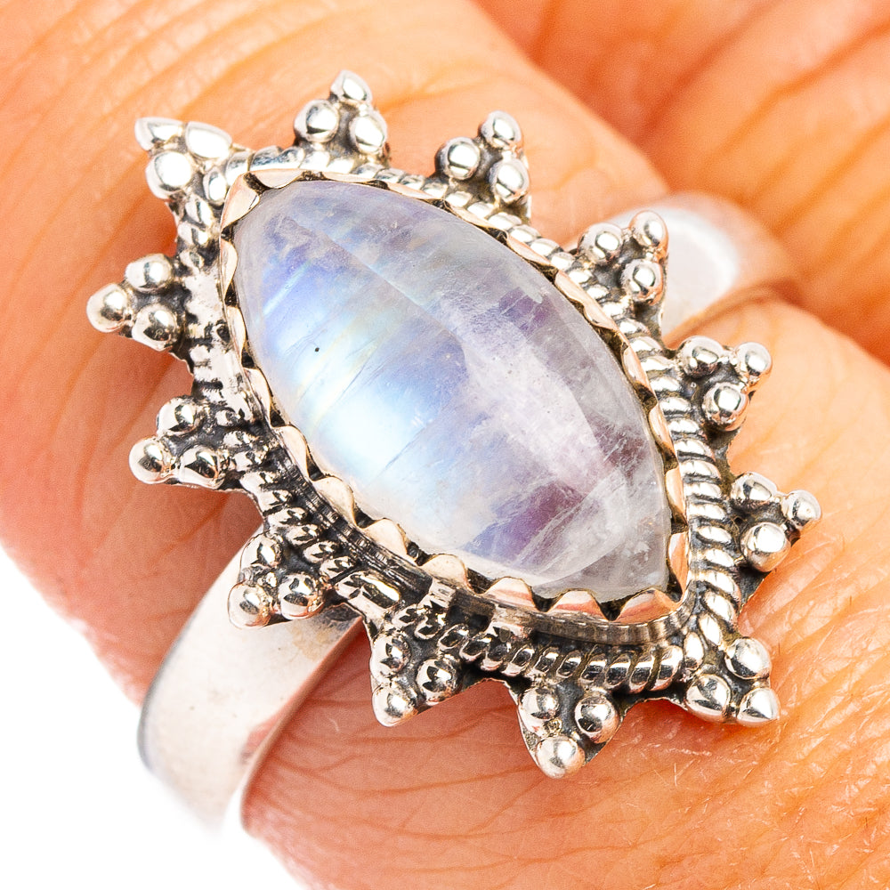 Rainbow Moonstone Ring Size 7.5 (.925 Sterling Silver)