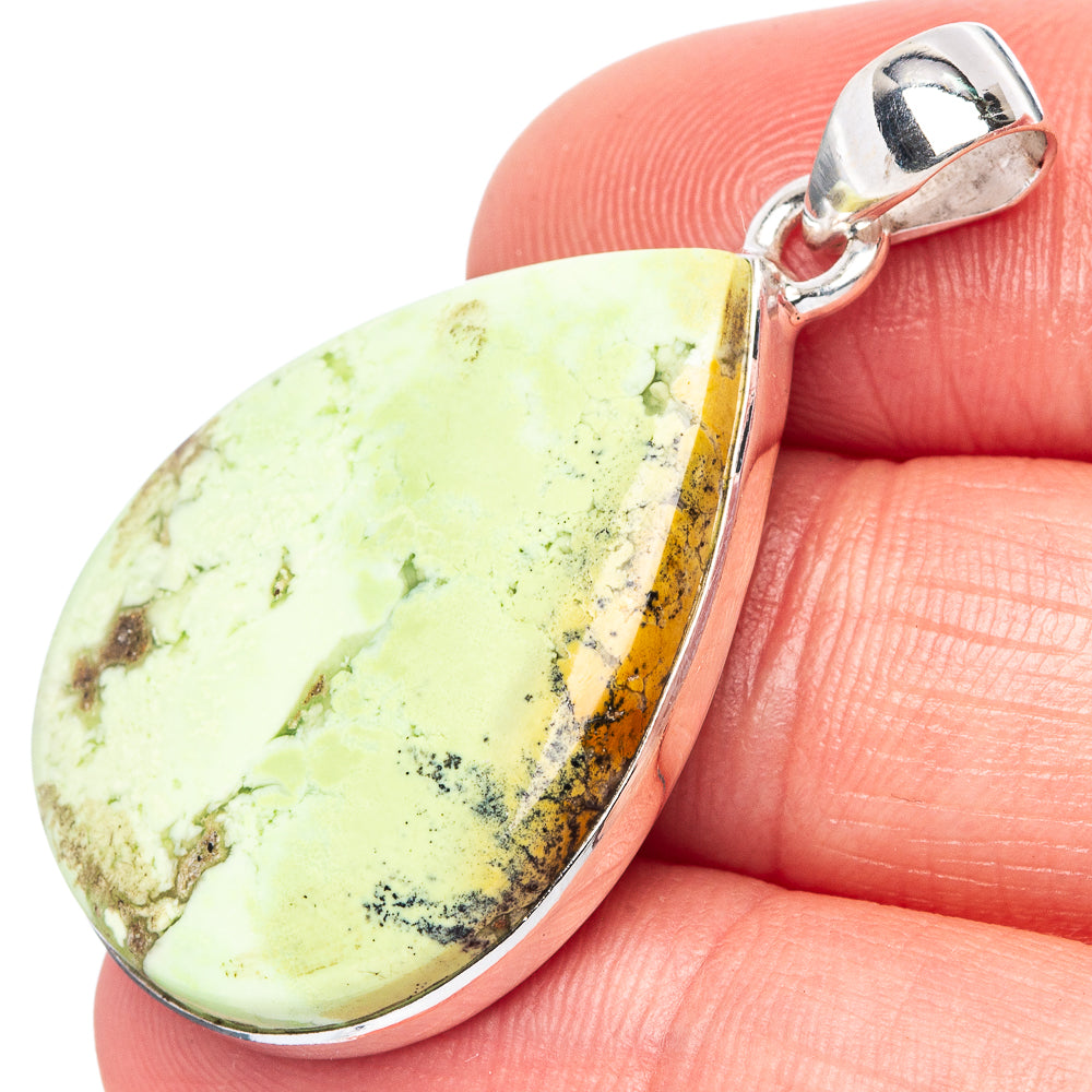 Lemon Chrysoprase Pendant 1 5/8" (925 Sterling Silver) P43125