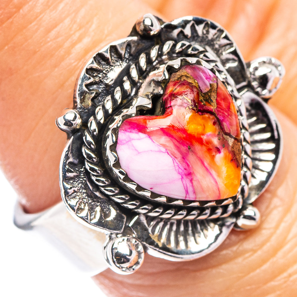 Exclusive Pink Dahlia Mohave Turquoise Heart Ring Size 7 Adjustable (.925 Sterling Silver)