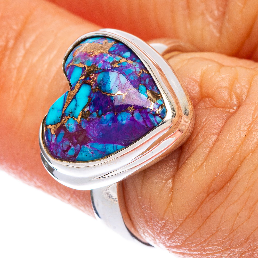 Purple Copper Turquoise Heart Ring Size 6 (925 Sterling Silver) R146648