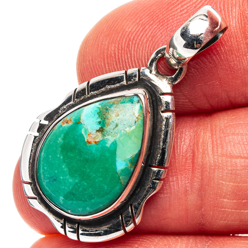 Mohave Turquoise Pendant 1 3/8" (.925 Sterling Silver)