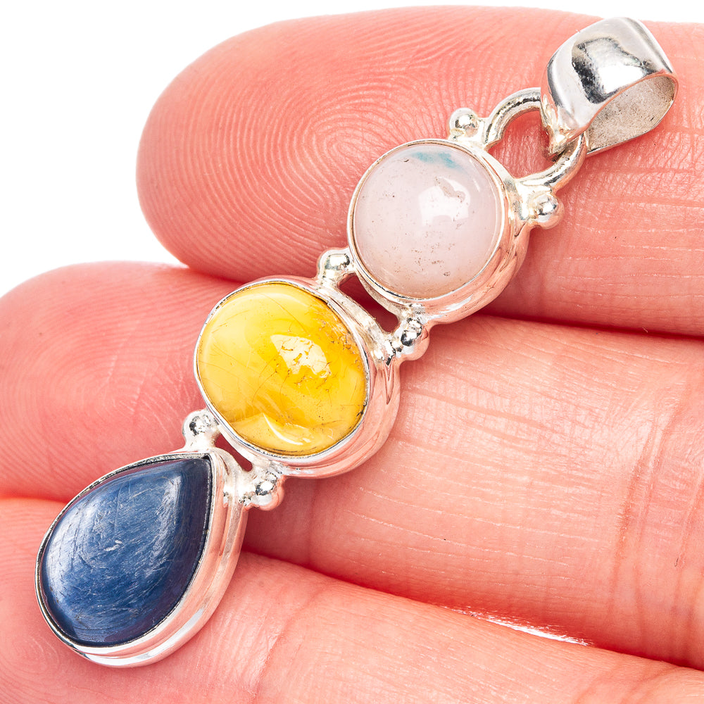 Kyanite, Ethiopian Opal Pendant 1 3/4" (925 Sterling Silver) P40223