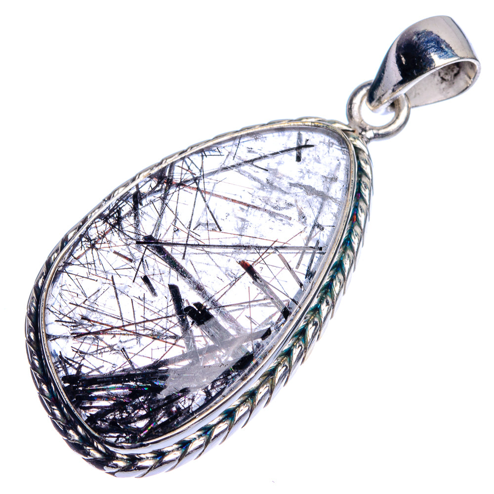 Tourmalinated Quartz Pendant 1 3/4" (925 Sterling Silver) P39727