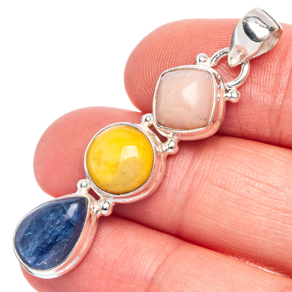 Kyanite, Ethiopian Opal Pendant 1 3/4" (925 Sterling Silver) P40177