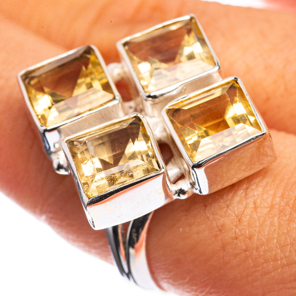 Large Faceted Citrine 925 Sterling Silver Ring Size 9