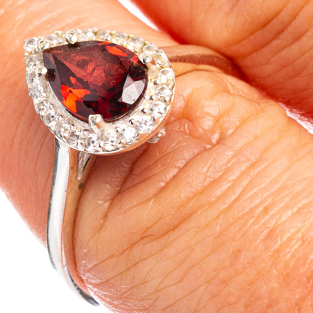 Garnet, Cubic Zirconia Ring Size 7 (.925 Sterling Silver)