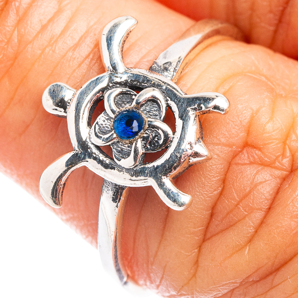Blue Quartz Seaturtle Dainty Ring Size 7.75 (.925 Sterling Silver)