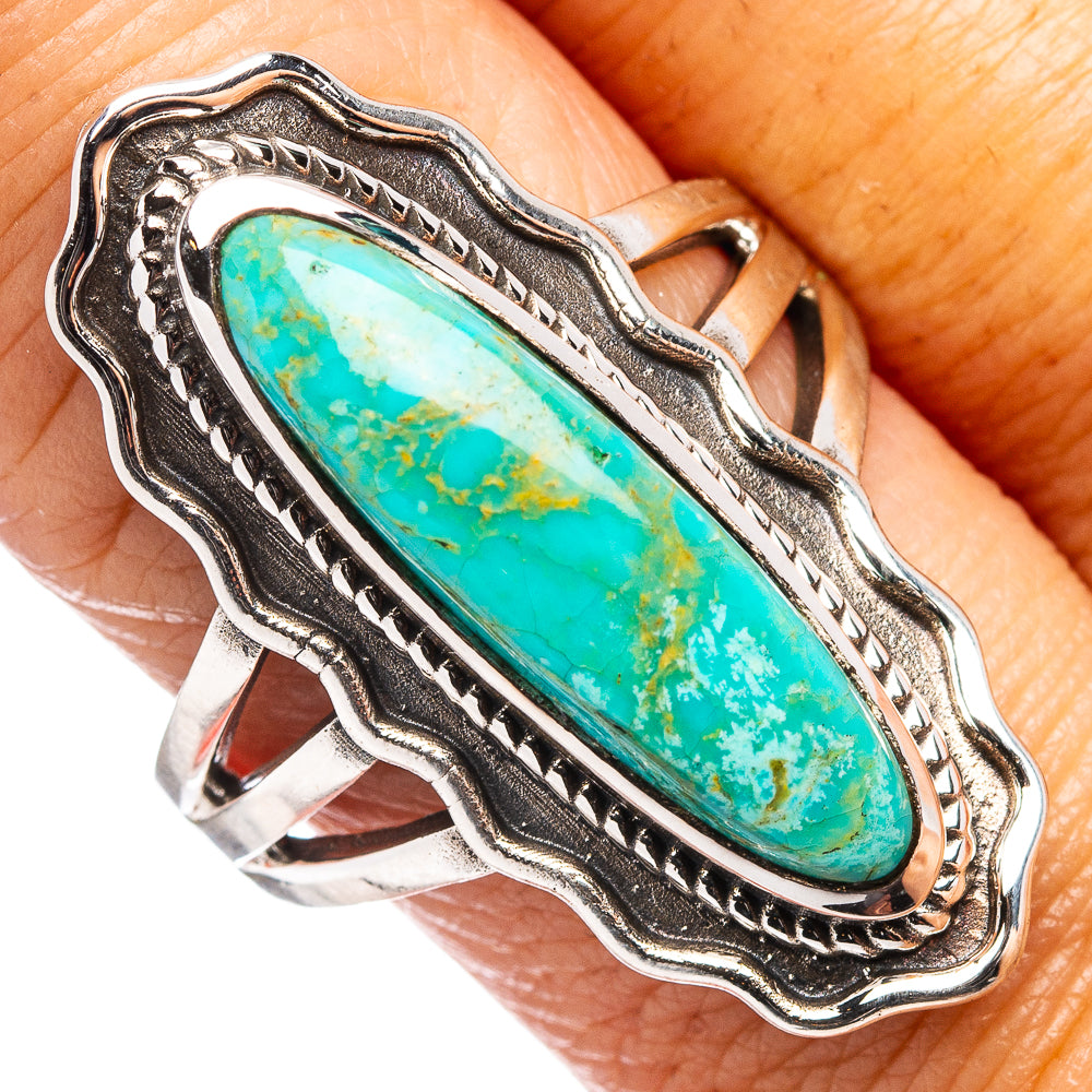 Native Style Royston Turquoise Ring Size 9 (.925 Sterling Silver)
