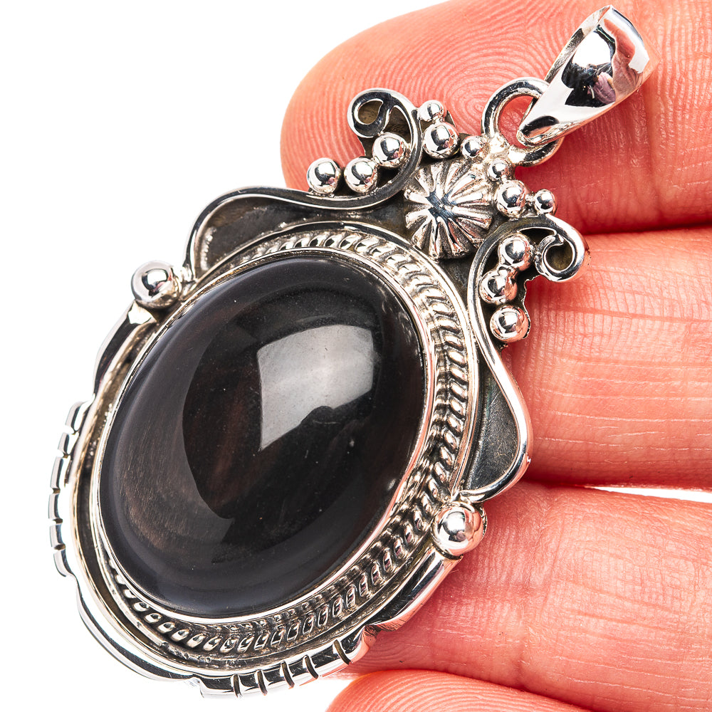 Premium Hypersthene Pendant 1 7/8" (.925 Sterling Silver)