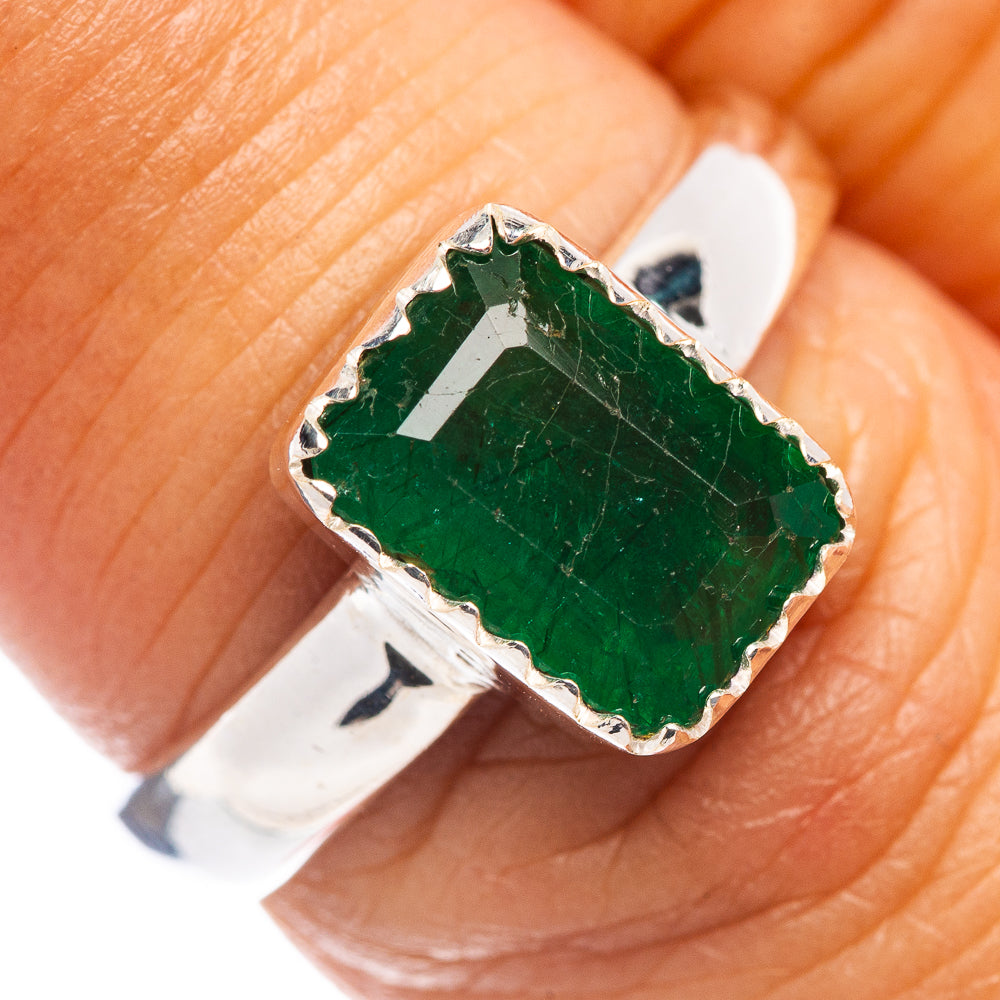 Rare Premium Faceted Zambian Emerald Ring Size 7 (.925 Sterling Silver)