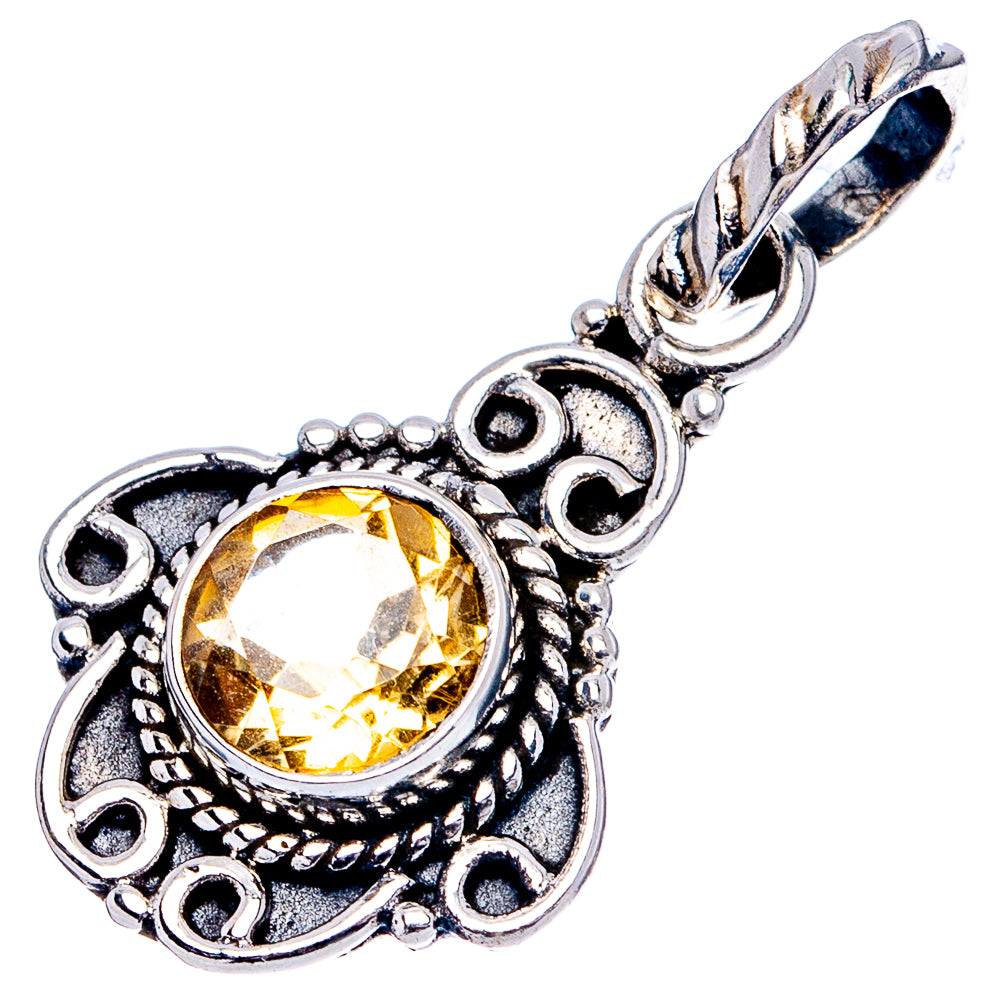 Citrine Dainty Pendant 1 1/8" (.925 Sterling Silver)