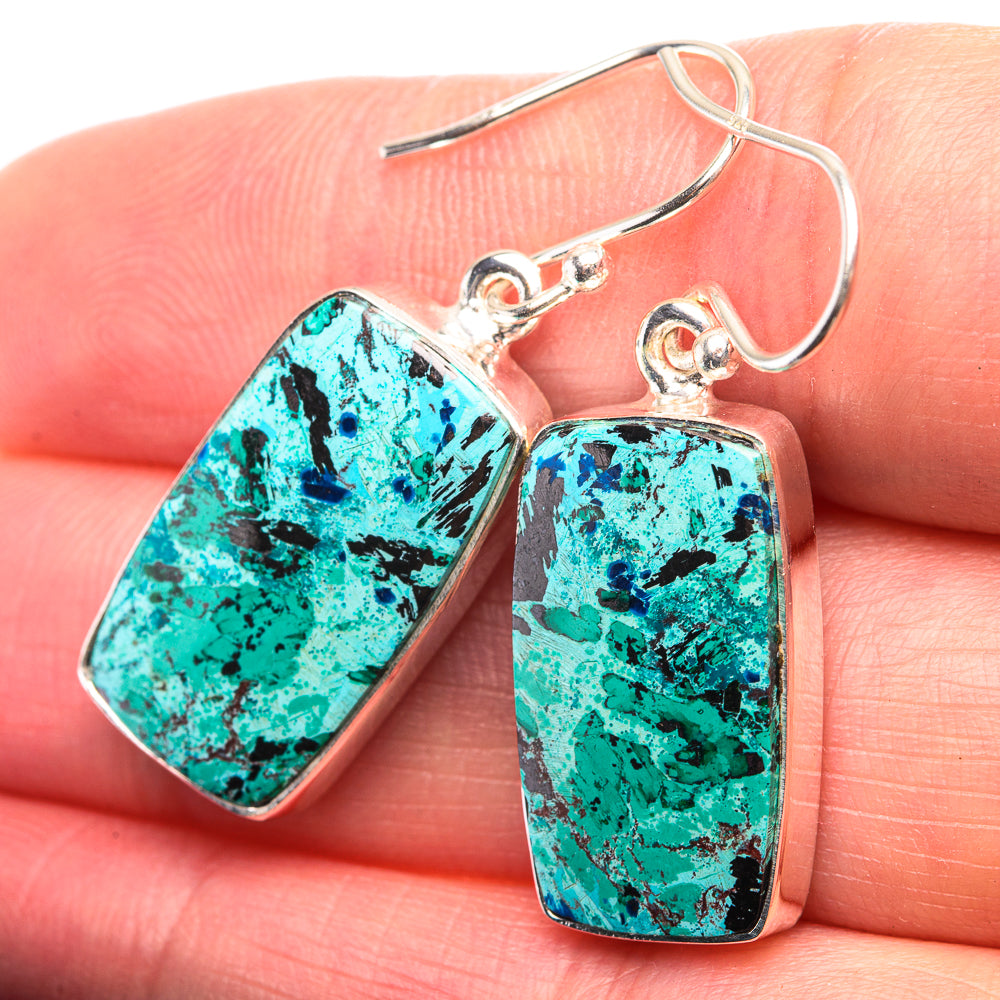 Shattuckite Earrings 1 3/8" (925 Sterling Silver) EARR432160
