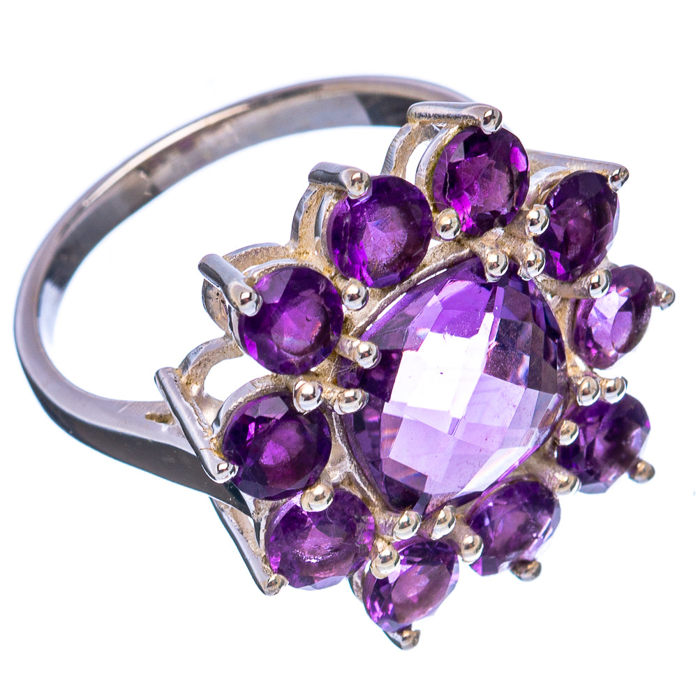 Amethyst Flower Ring Size 7 (.925 Sterling Silver)